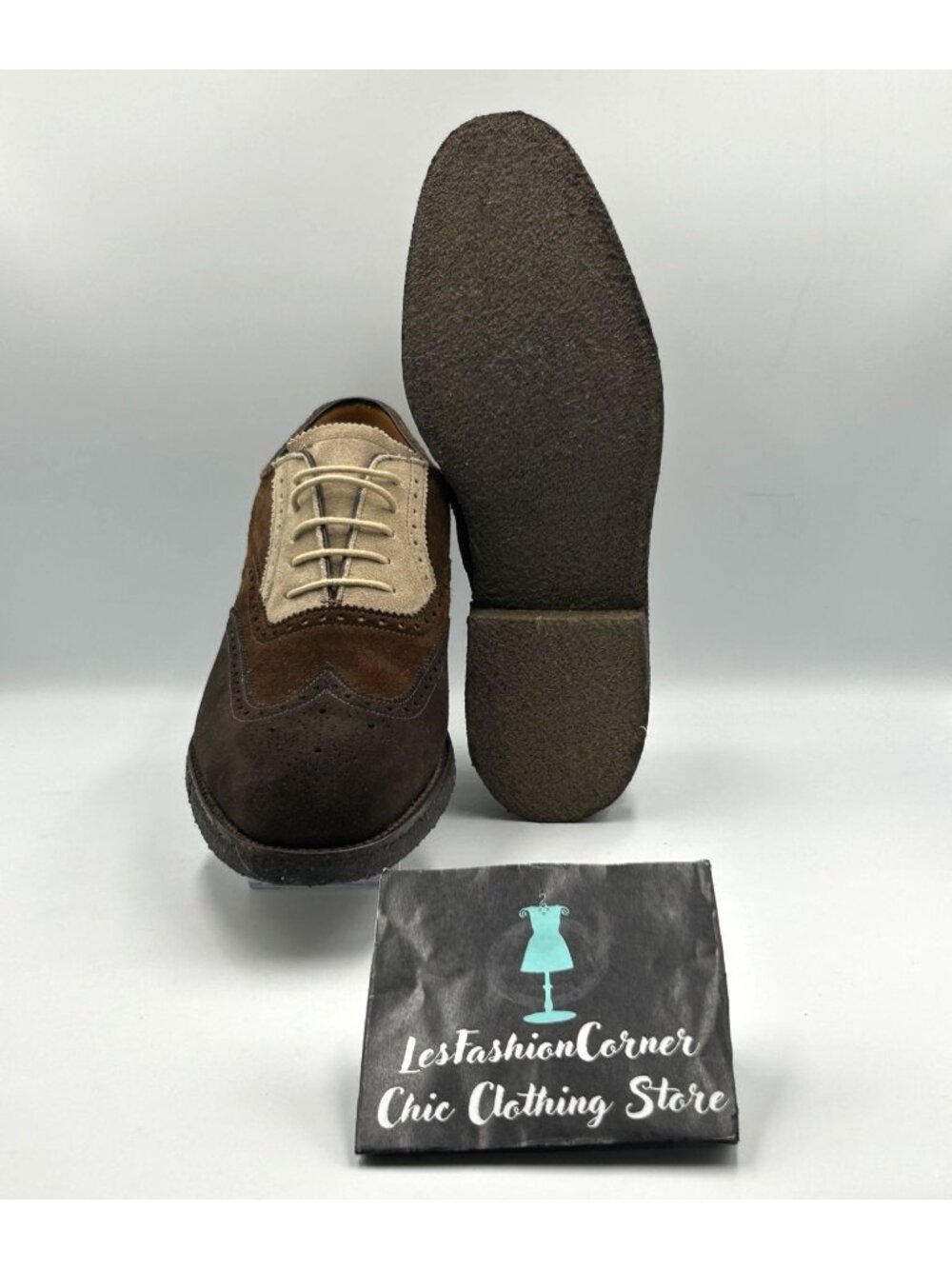 Peal & Co. For Brooks Brothers Men Brown Suede Wingtip Oxford Shoes Sz 11D 3268 - Picture 3 of 16